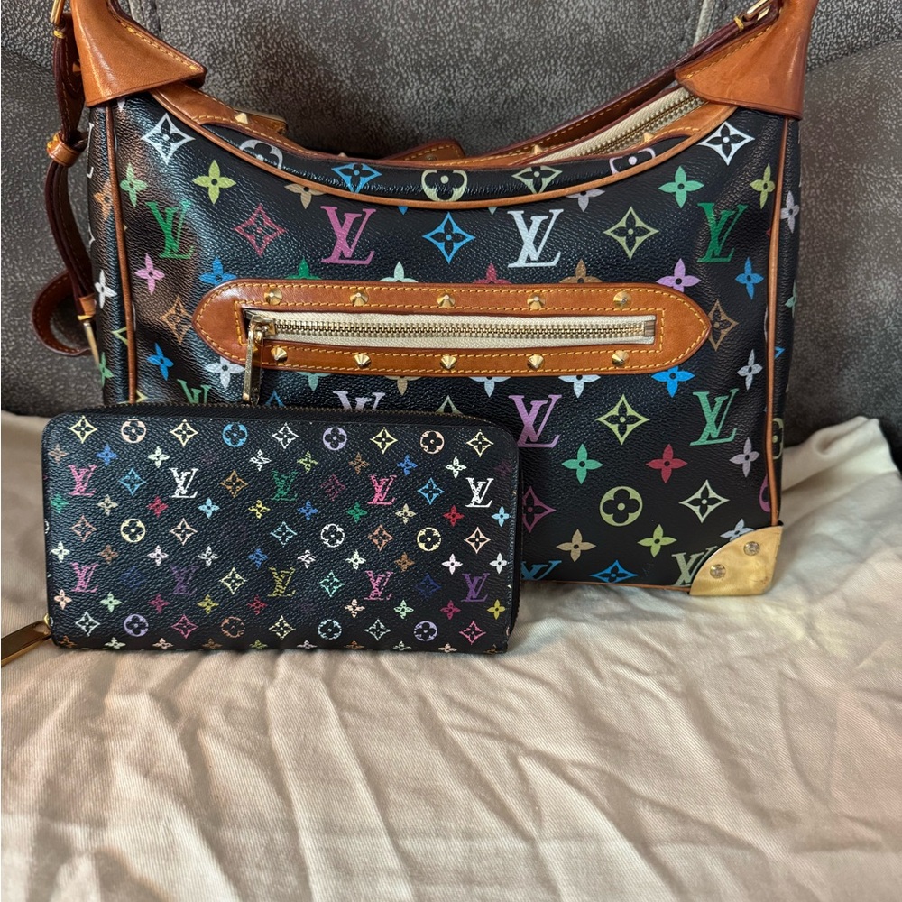 Louis Vuitton louis Boulogne black multicolor with matching zippy wallet